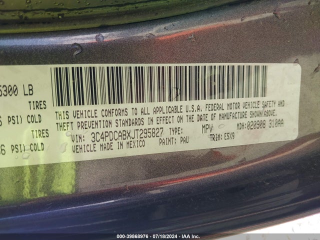 Dodge JOURNEY SE 2018 3C4PDCABXJT295827 Image 9