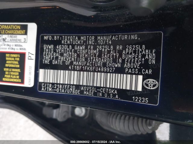 4T1BF1FK6FU489927 Toyota CAMRY SE