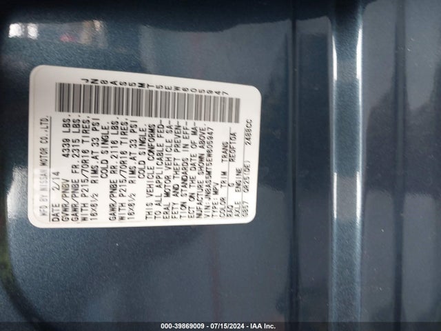 Nissan Rogue Select S 2014 JN8AS5MT5EW605947 Image 9