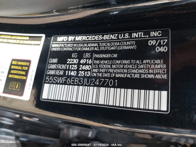 55SWF6EB3JU247701 Mercedes-Benz Amg C 43 4matic