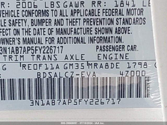 Nissan SENTRA S 2015 3N1AB7AP5FY226717 Image 9