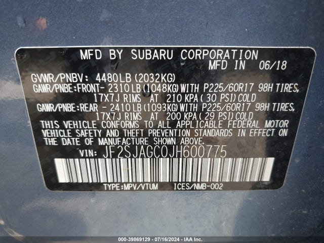Subaru Forester 2.5i Premium 2018 JF2SJAGC0JH600775 Image 9
