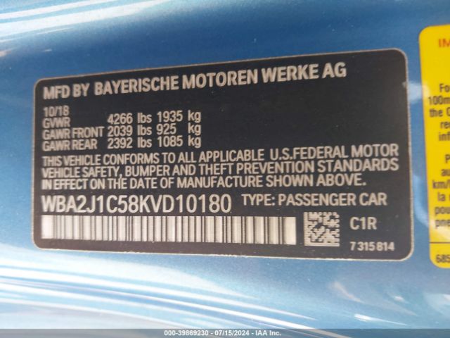 WBA2J1C58KVD10180 BMW 230I