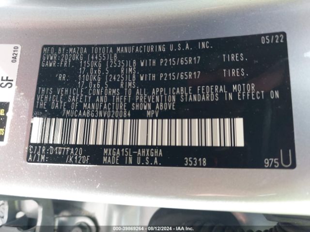 7MUCAABG3NV020084 Toyota Corolla Cross Le