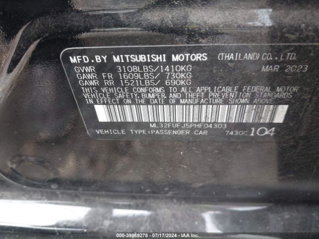 2023 MITSUBISHI MIRAGE G4 ML32FUFJ5PHF04303 Photo 8