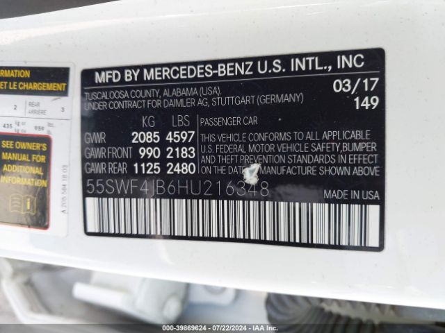 55SWF4JB6HU216348 Mercedes-Benz C 300 Luxury/sport