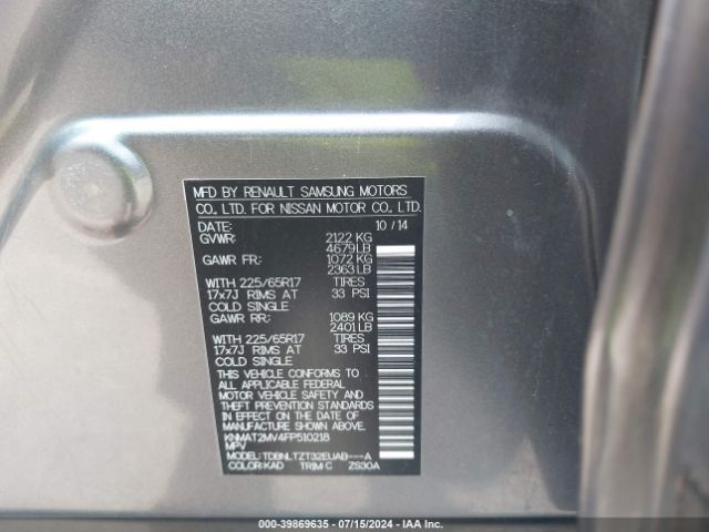 KNMAT2MV4FP510218 Nissan ROGUE SV