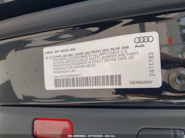 WAUFACF59PA064471 Audi A5 Sportback Premium Plus 45 Tfsi S Line Quattro S Tronic