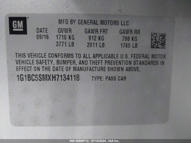 Chevrolet Cruze Ls Auto 2017 1G1BC5SMXH7134118 Image 9