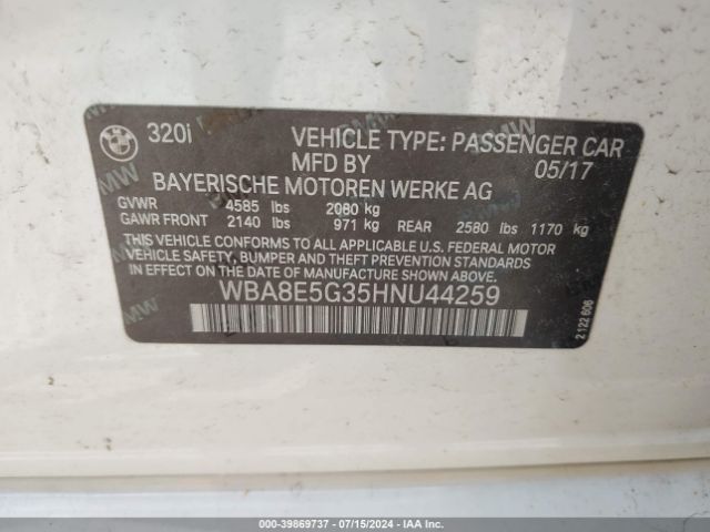 WBA8E5G35HNU44259 BMW 320i Xdrive