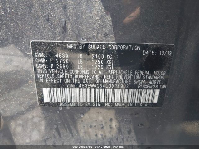 4S3BWAG64L3014932 Subaru Legacy Sport