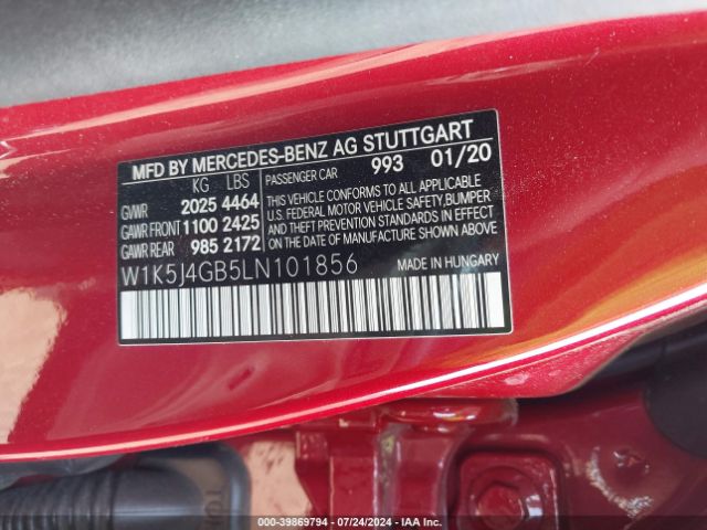 W1K5J4GB5LN101856 Mercedes-Benz CLA 250
