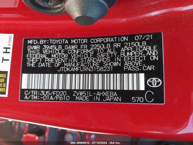 Toyota Prius Le 2022 JTDKAMFUXN3158231 Image 9