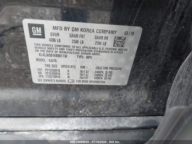 KL4CJASB1KB881730 Buick Encore Fwd Preferred