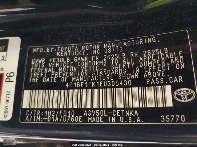 Toyota CAMRY LE 2014 4T1BF1FK1EU305430 Image 9