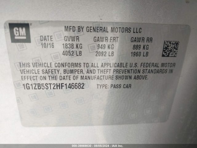 1G1ZB5ST2HF146682 Chevrolet MALIBU LS