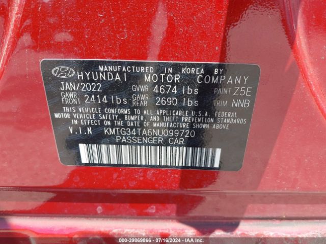 KMTG34TA6NU099720 Genesis G70 2.0t Rwd