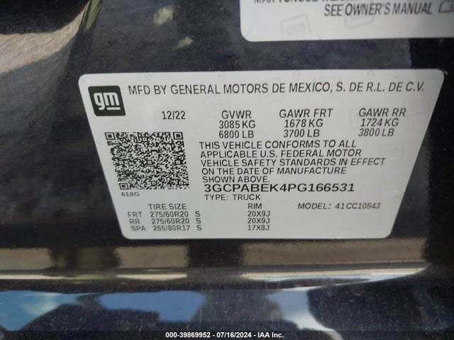 Chevrolet Silverado 1500 2wd  Short Bed Custom 2023 3GCPABEK4PG166531 Image 9