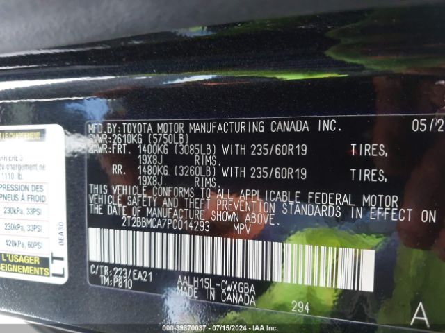 2T2BBMCA7PC014293 Lexus Rx 350h Premium