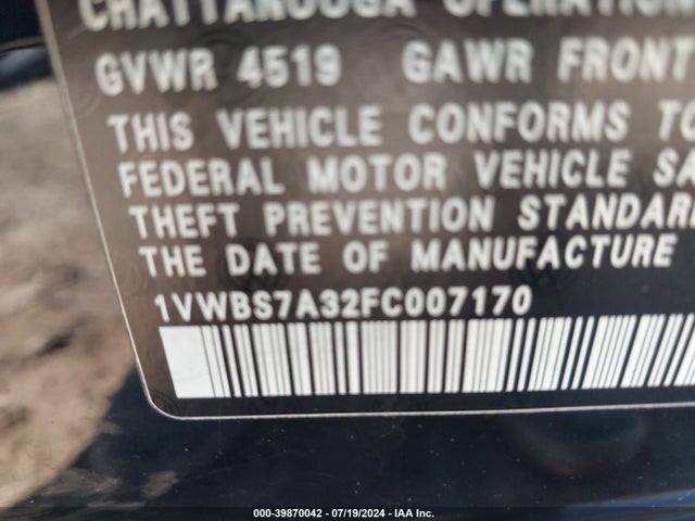 1VWBS7A32FC007170 Volkswagen Passat 1.8t Se