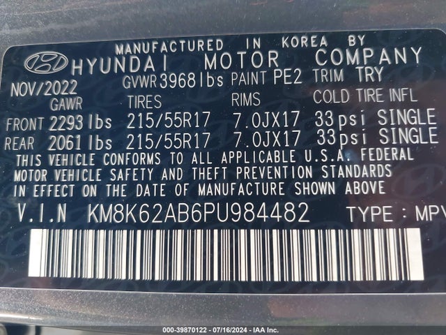 Hyundai Kona Sel 2023 KM8K62AB6PU984482 Image 9