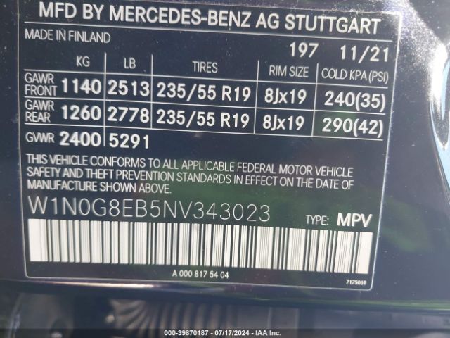 W1N0G8EB5NV343023 Mercedes-Benz Glc 300 4matic Suv