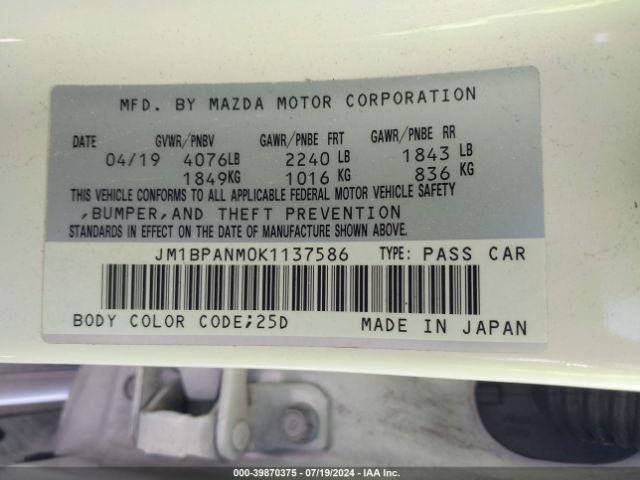 JM1BPANM0K1137586 Mazda Mazda3 Premium Package