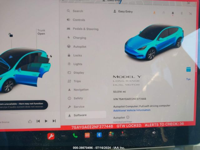 2022 TESLA MODEL Y 7SAYGAEE2NF377448 Photo 6