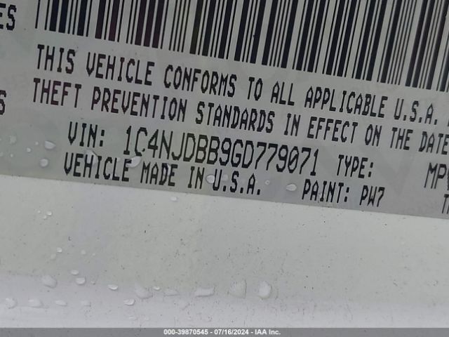 1C4NJDBB9GD779071 Jeep Compass Sport