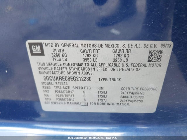 Chevrolet Silverado 1500 2lt 2014 3GCUKREC8EG212280 Image 9