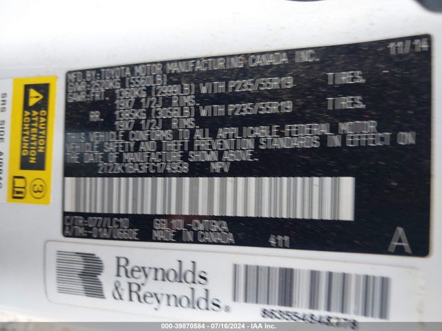 Lexus RX 350 2015 2T2ZK1BA3FC174958 Image 9