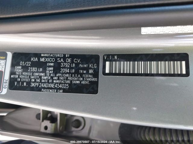 2022 KIA FORTE 3KPF24ADXNE454025 Photo 8