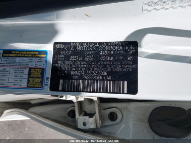 KNAGT4L38J5216036 KIA Optima Lx