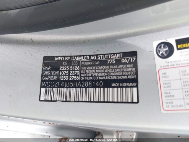 WDDZF4JB5HA288140 Mercedes-Benz E 300
