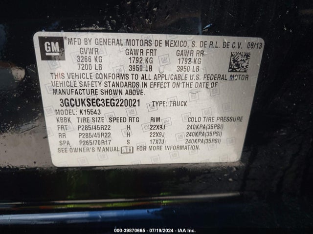 Chevrolet Silverado 1500 2lz 2014 3GCUKSEC3EG220021 Image 9