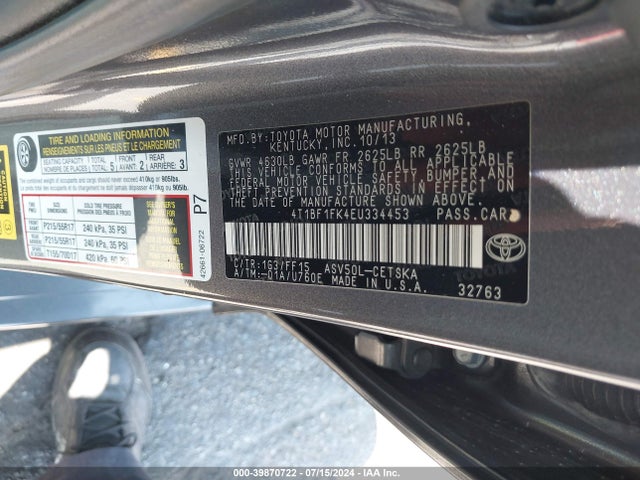 Toyota CAMRY SE 2014 4T1BF1FK4EU334453 Image 9