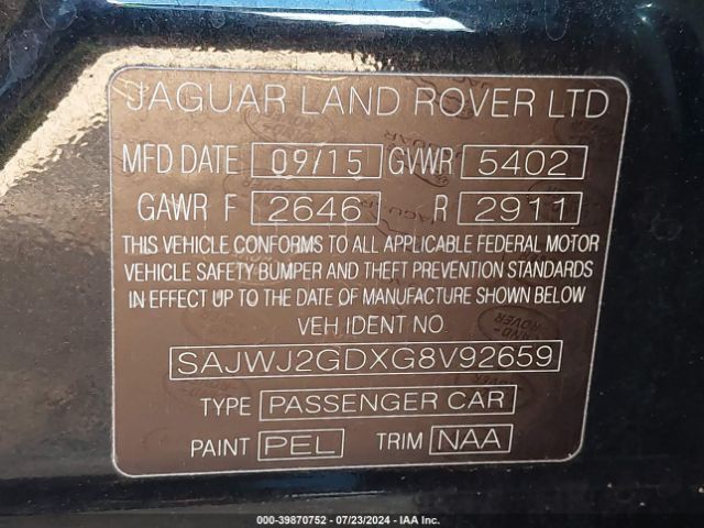 SAJWJ2GDXG8V92659 Jaguar Xj Xjl Portfolio