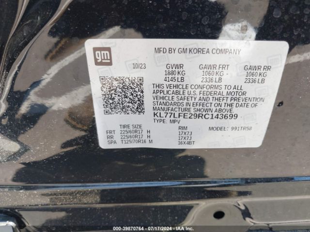KL77LFE29RC143699 Chevrolet Trax Fwd Sp