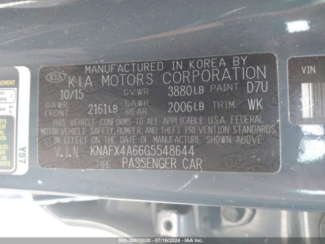 KNAFX4A66G5548644 KIA FORTE LX