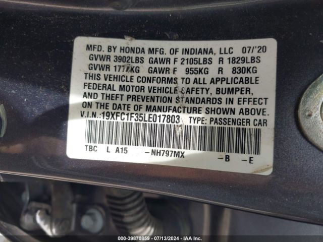 19XFC1F35LE017803 Honda CIVIC EX