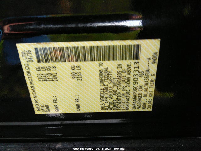 Nissan Maxima 3.5 Sv 2016 1N4AA6AP0GC903313 Image 9