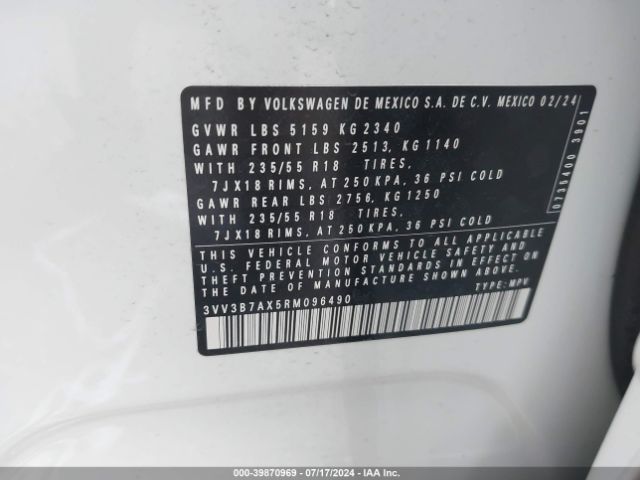 3VV3B7AX5RM096490 Volkswagen Tiguan 2.0t Se