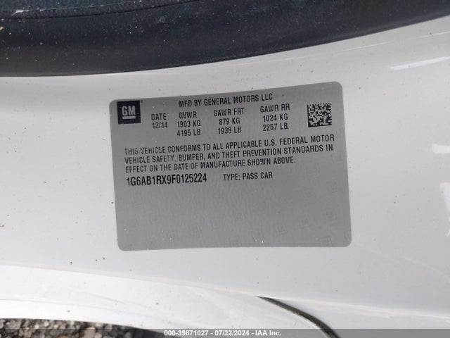 1G6AB1RX9F0125224 Cadillac ATS LUXURY