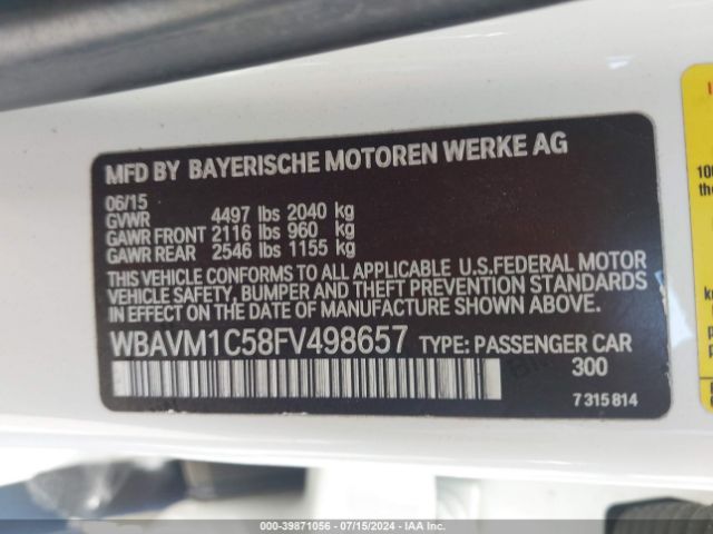 WBAVM1C58FV498657 BMW X1 Sdrive28i