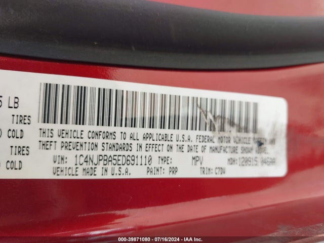 Jeep Patriot Altitude 2014 1C4NJPBA5ED691110 Image 9