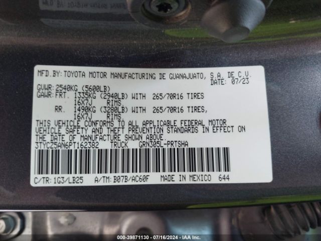 3TYCZ5AN6PT162382 Toyota Tacoma Trd Pro