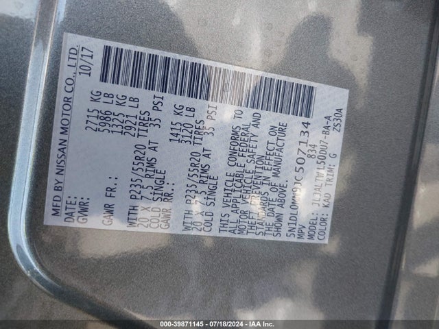 5N1DL0MN9JC507134 Infiniti QX60