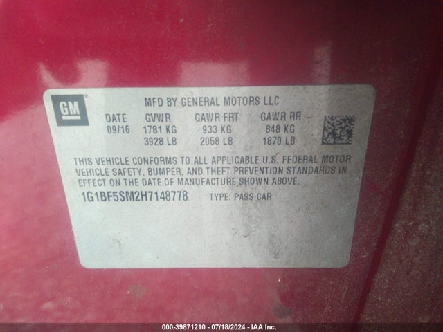 Chevrolet Cruze Premier Auto 2017 1G1BF5SM2H7148778 Image 9
