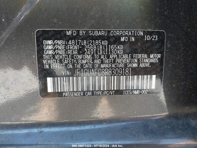 JF1GUAFC8R8309181 Subaru Impreza Sport 5-door
