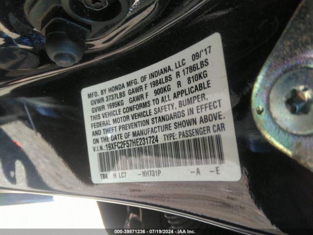19XFC2F57HE231724 Honda Civic Lx
